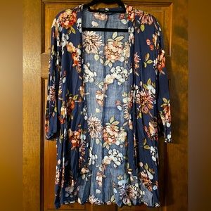 Pink Clover Dark Blue Floral Shawl